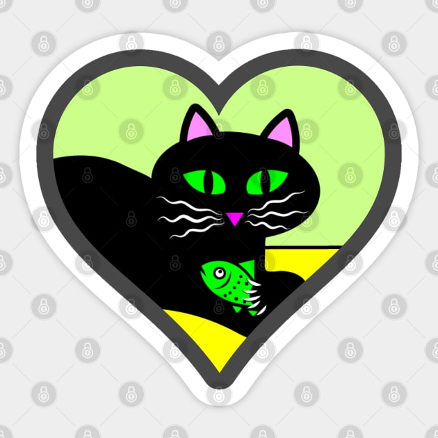 Black Cat Valentine Sticker by Designs by Connie